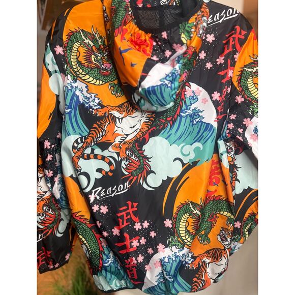 Reason Windbreaker hooded jacket small dragon tiger half zip - Picture 7 of 8